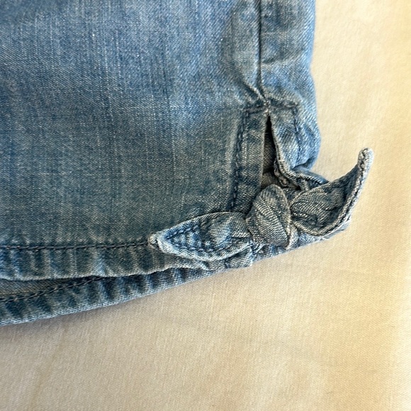 OshKosh B'gosh Blue Jean Shorts with Elastic Waistband and Side Tie - Picture 3 of 4